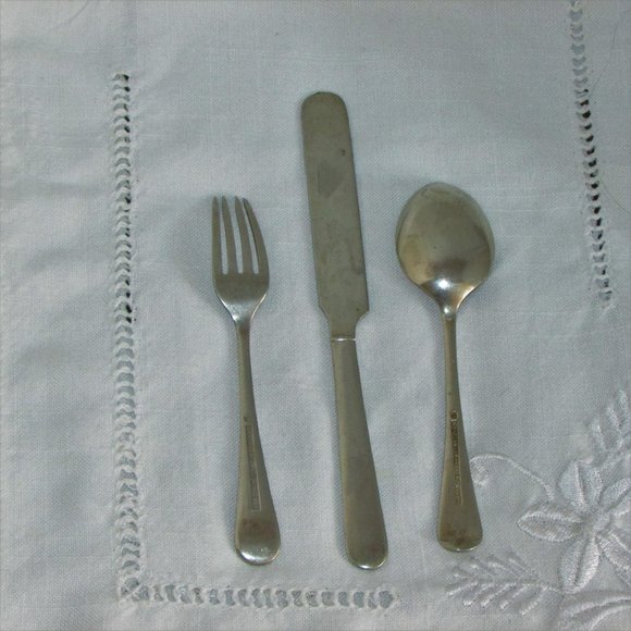 Vintage Children's Cutlery Set Nickel Silver Mid-century Collectibles Infant - Picture 2 of 5